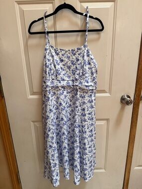 Floral Blue and White Midi Sundress